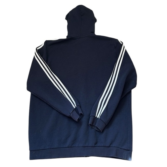 Adidas Full Zip Hoodie Sweatshirt Track Jacket Navy Blue 3 Stripes #GK9053 2XLT - Picture 6 of 7